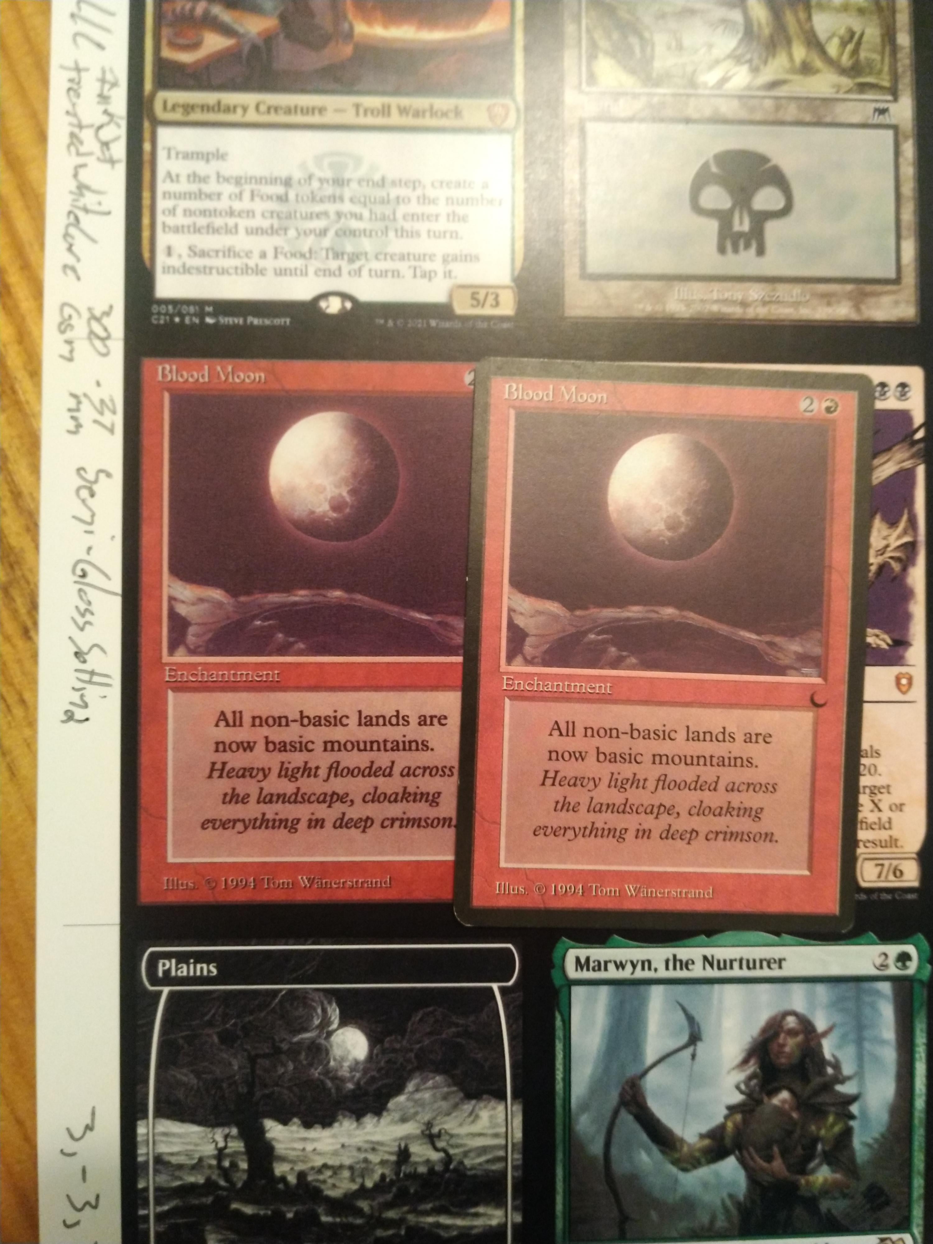 MTG proxy card test showing white core semi-gloss paper result