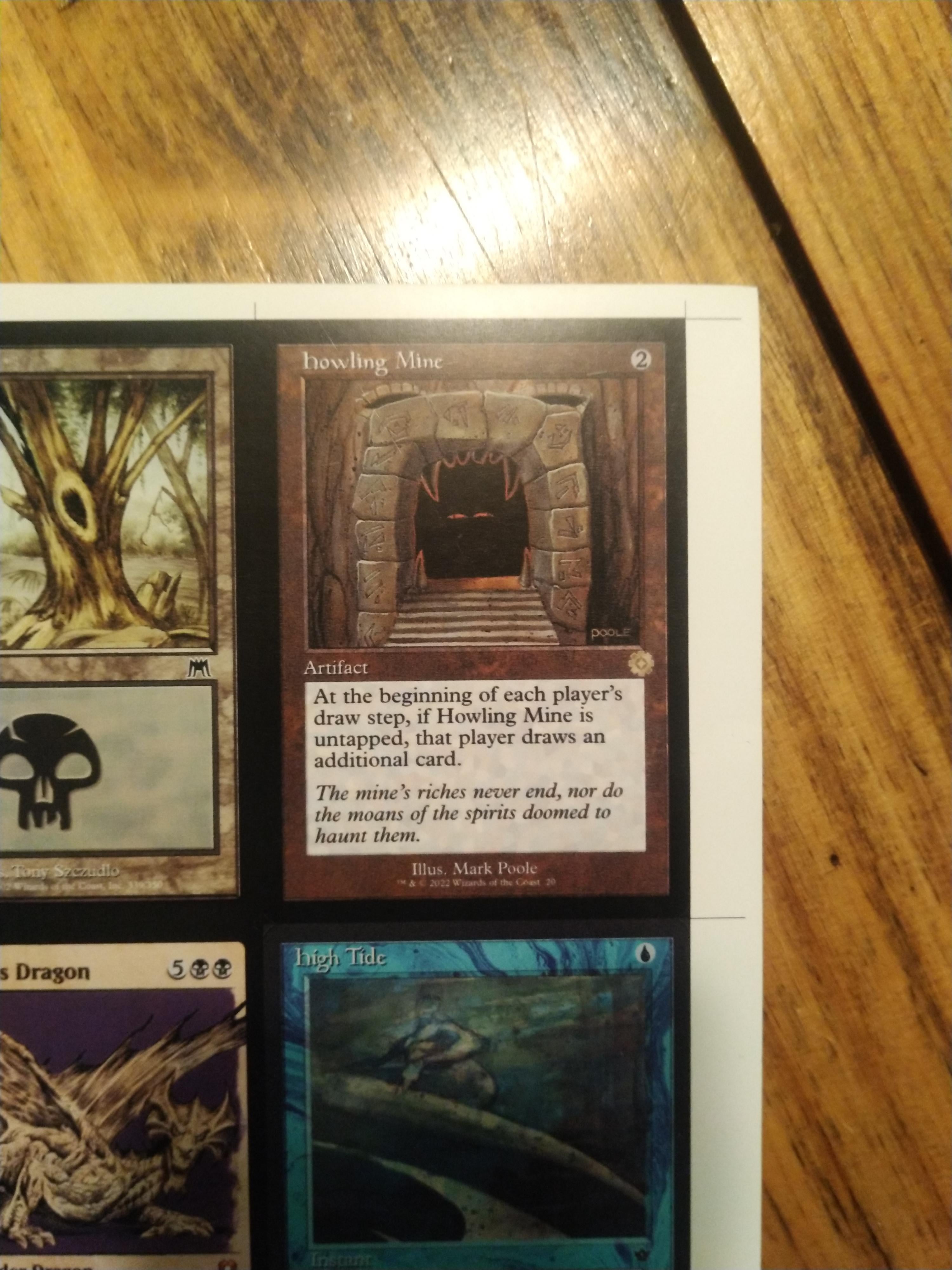 Close-up of printed MTG proxy on semi-gloss white core cardstock